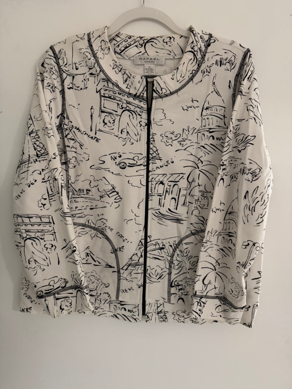 RAFAEL White Jacket with Black Sketch Print